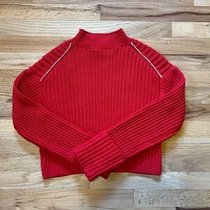 Everlane Red Ribbed Crew Neck Sweater